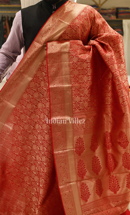 Classic Red Maroon Brocade Pure Kanjivaram Silk Saree