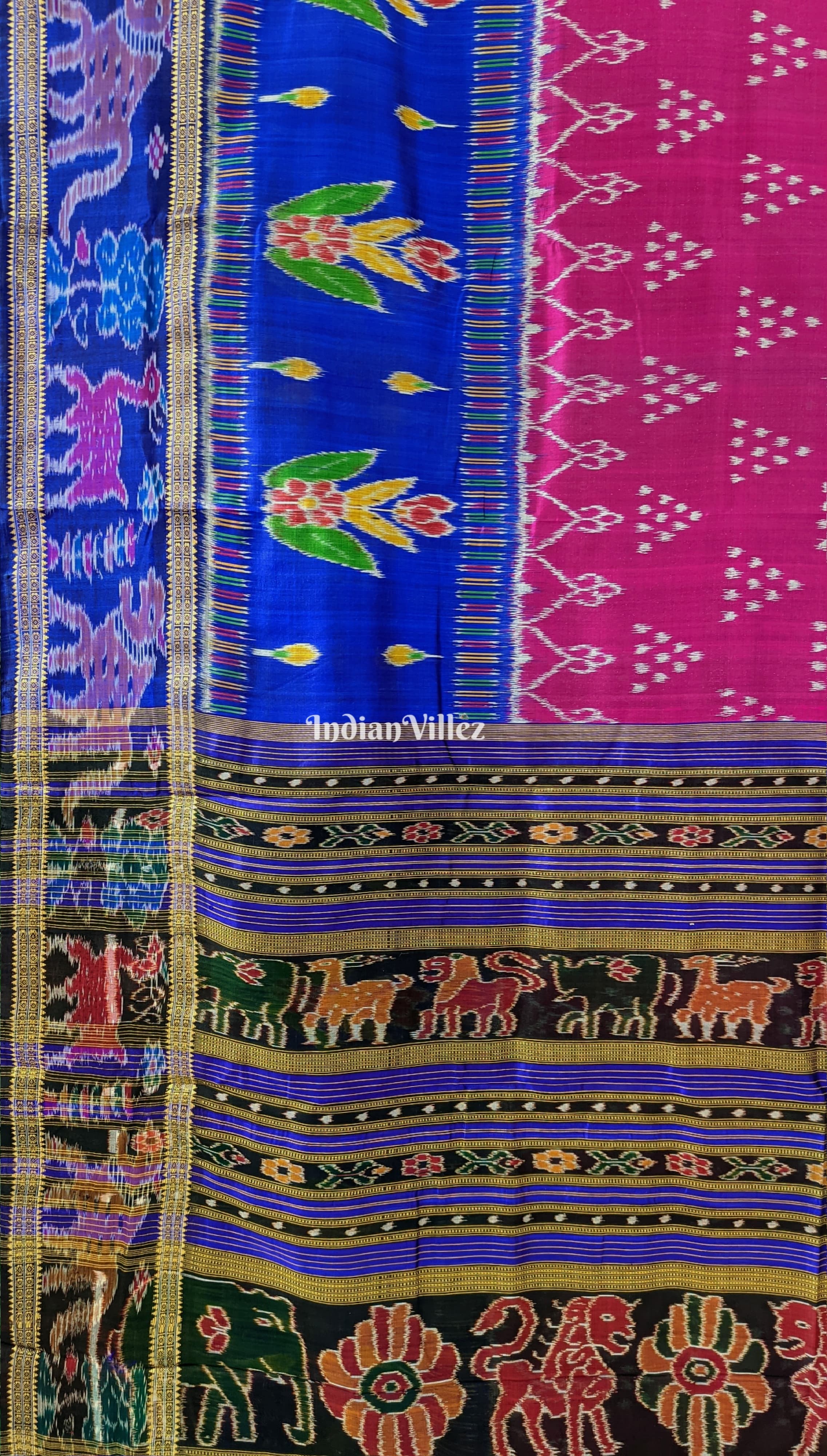 Purple Jhoti Odisha Ikat Contemporary Silk Saree with Animal Border