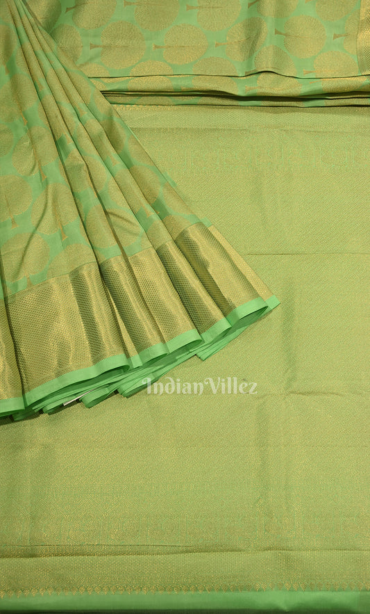 Parrot Green Brocade Pure Kanjivaram Silk Saree