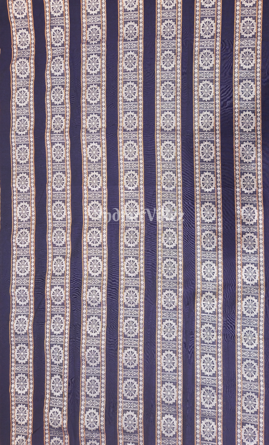 Blue Konark Chakra Theme Odisha Ikat Cotton Fabric