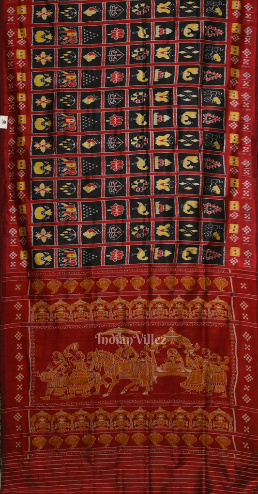 Black Maroon Nabakothi Contemporary Designer Silk Saree with Doli Barat Anchal