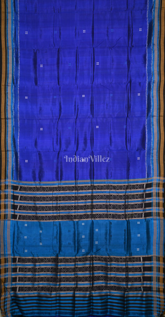 Royal Blue Butta Kathiphera Odisha Ikat Khandua Silk Saree