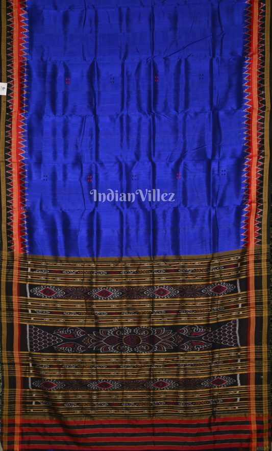Royal Blue Buti Design Odisha Ikat Khandua Silk Saree