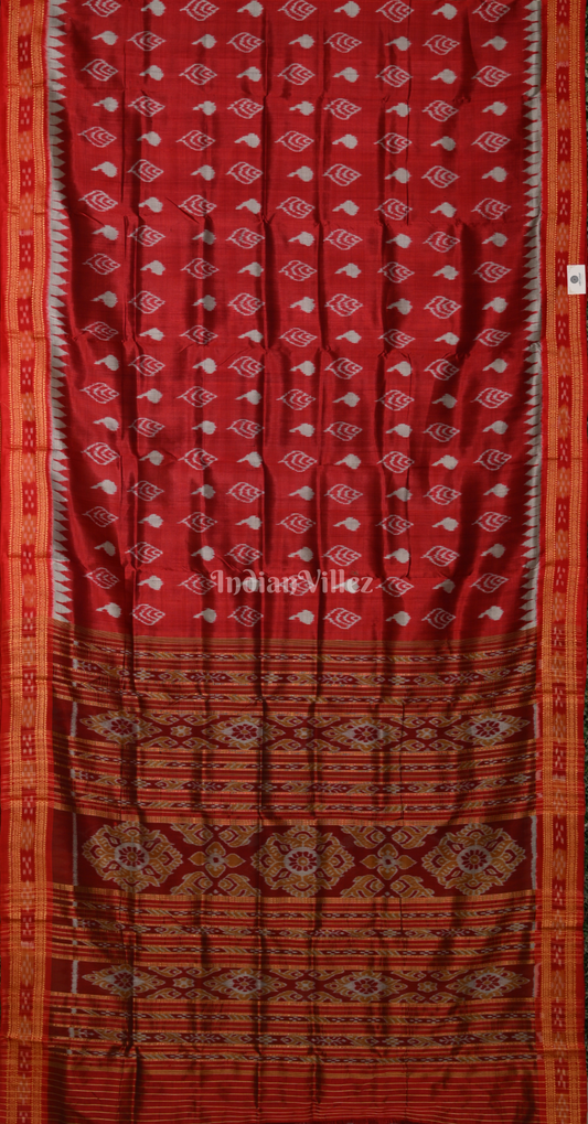 Maroon Sankha Motif Odisha Ikat Khandua Silk Saree