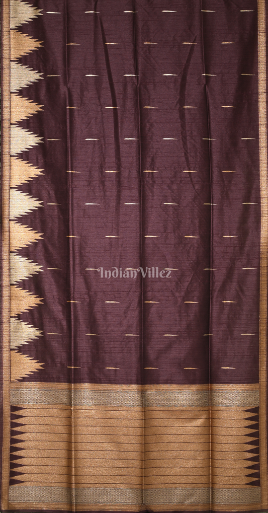 Coffee Phoda Kumbha Tussar Silk Saree