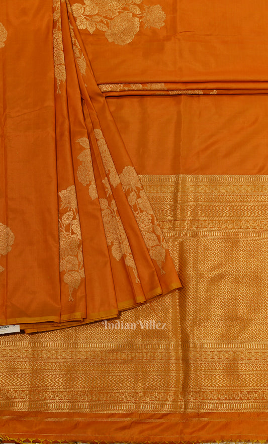 Exclusive Orange Pure Katan Silk Banarasi Saree