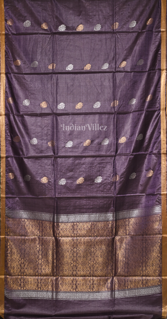 Purple Golden Pure Kanjivaram Soft Silk Saree