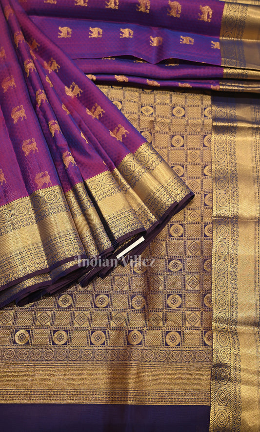 Purple Brocade Pure Kanjivaram Silk Saree