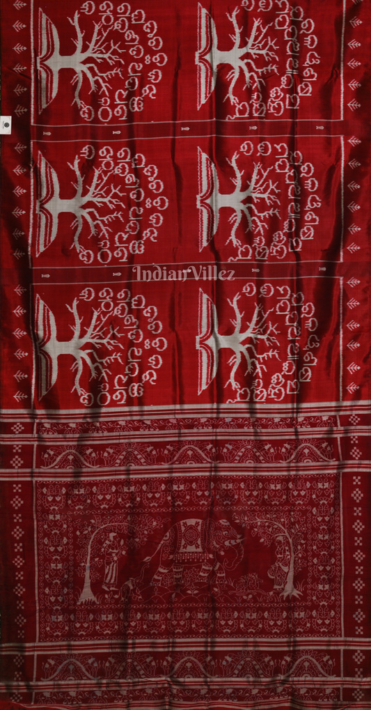 Maroon Odia Barnamala Odisha Ikat Contemporary Designer Silk Saree