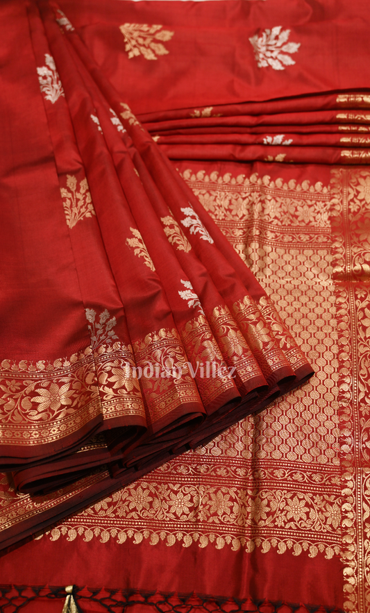 Red Pure Katan Banarasi Silk Saree