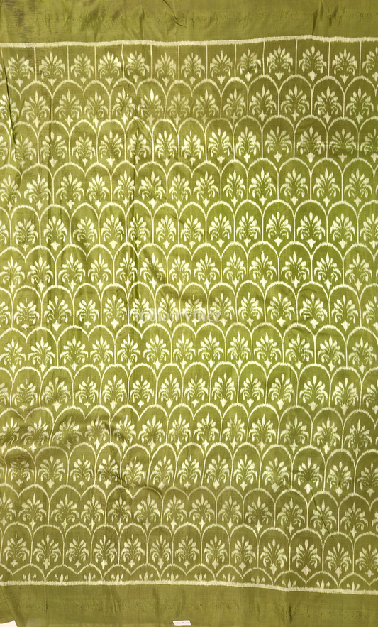 Mehendi Green Flower Motif Odisha Ikat Sambalpuri Silk Fabric