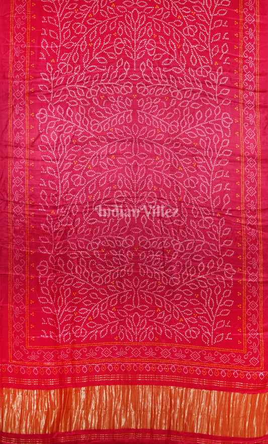 Rani Pink Bandhej Gajji Silk Saree