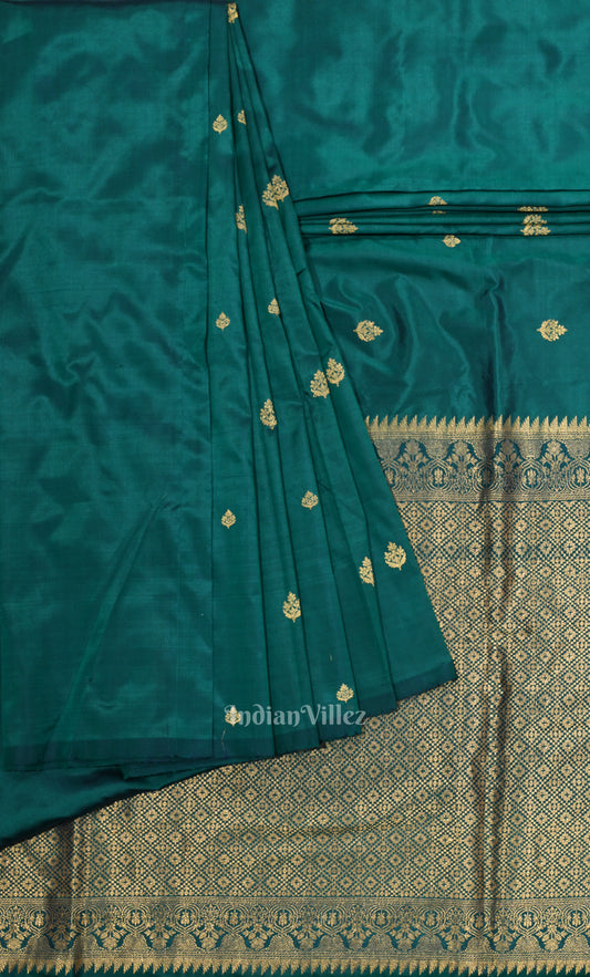 Rama Green Pure Katan Silk Banarasi Saree