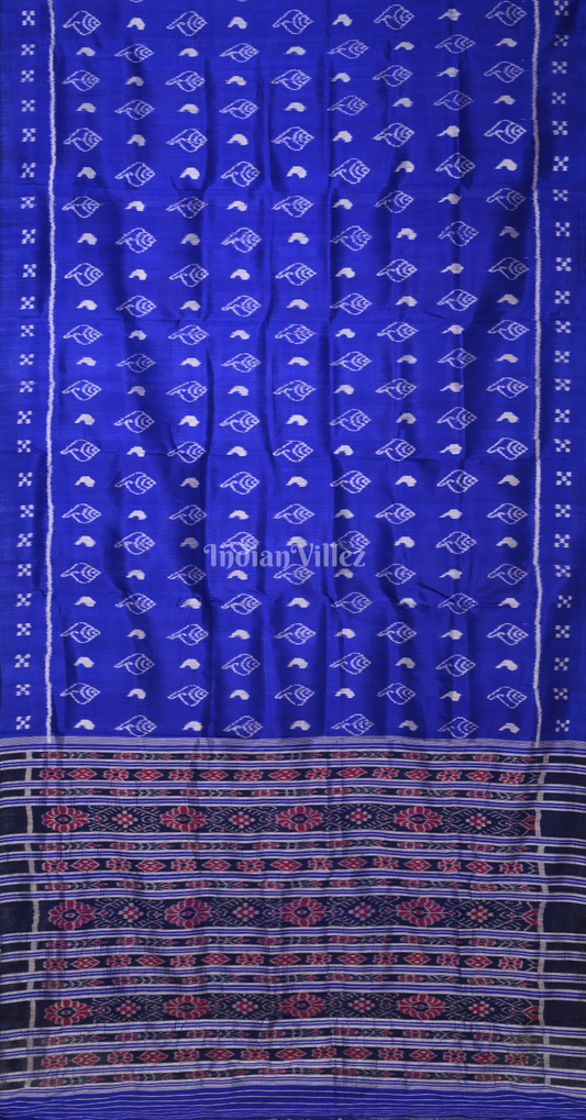 Blue Sankha Motif with Double Pasapali Border Contemporary Designer Silk Saree