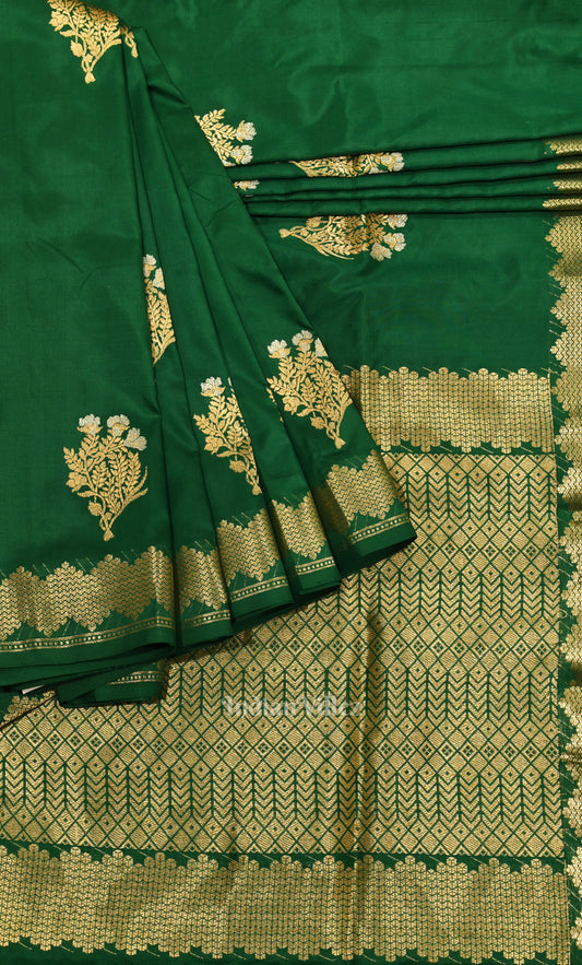 Forest Green Pure Katan Silk Banarasi Saree