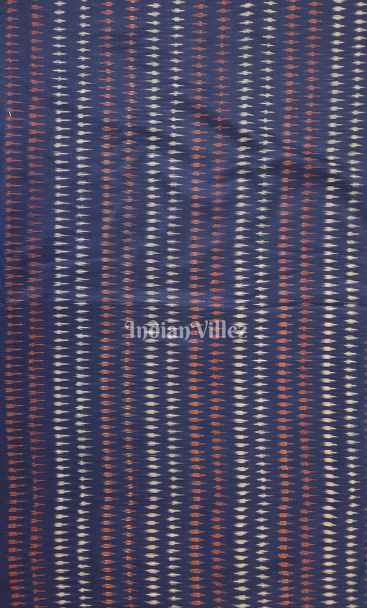 Navy Blue Pochampally Ikat Cotton Fabric