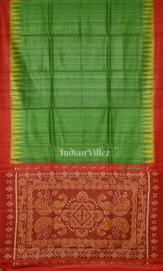 Green Red Gopalpur Tussar Silk Saree