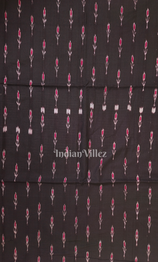 Black Mayur Chandrika Design Odisha Ikat Sambalpuri Cotton Fabric