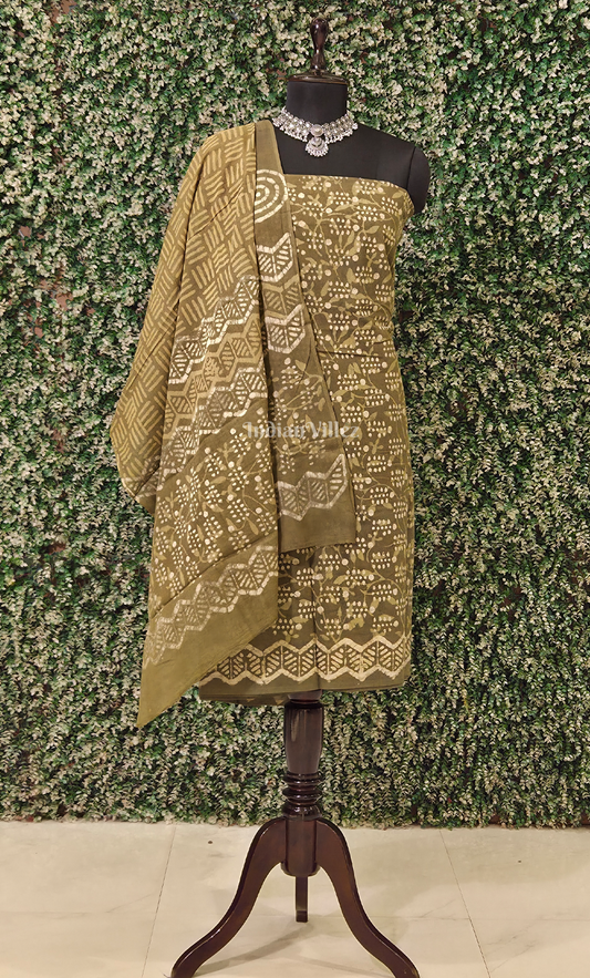 Mehendi Green Bagru Block Printed Cotton Suit Sets