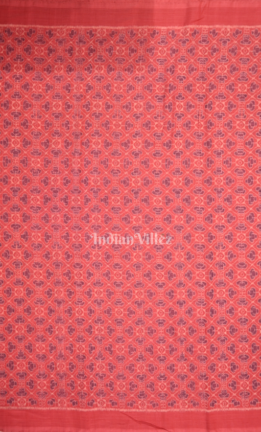 Red Floral Motif Odisha Ikat Sambalpuri Cotton Fabric