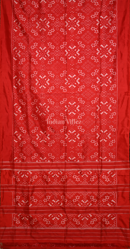 Red Pochampally Ikat Silk Saree