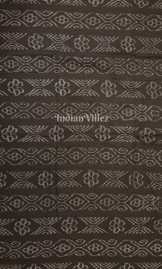 Black Floral Theme Odisha Ikat Sambalpuri Cotton Fabric