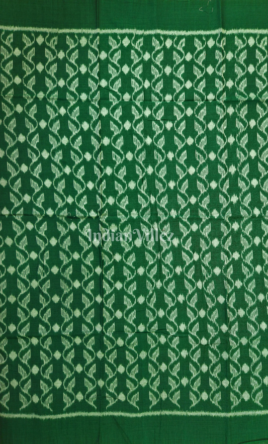 Green Geometric Pattern Odisha Ikat Sambalpuri Cotton Fabric
