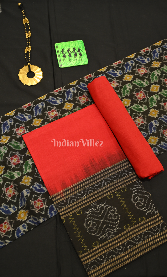 Multi Colour Odisha Ikat Sambalpuri Dress Set & Dupatta