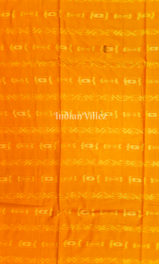 Orange Pasapali Floral Design Odisha Ikat Sambalpuri Cotton Fabric