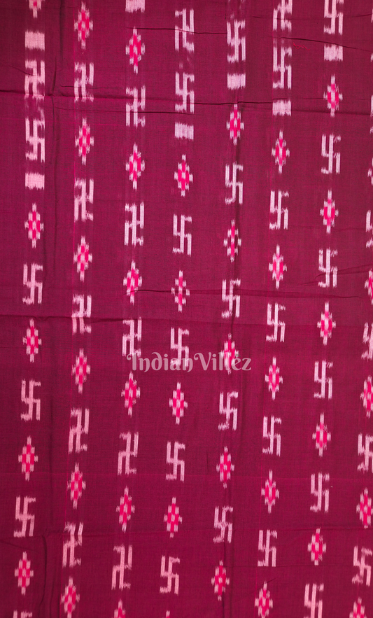 Maroon Swastik Pasapali Odisha Ikat Sambalpuri Cotton Fabric