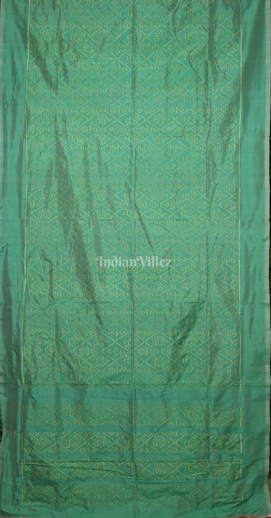 Rama Green Pochampally Ikat Silk Saree