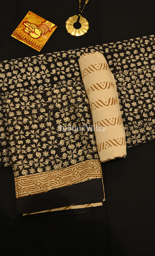 Black Bagru Block Printed Cotton Suit Sets