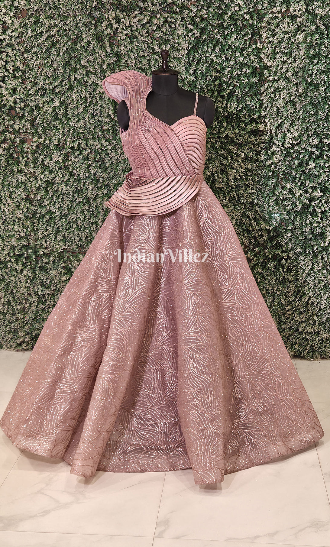Party Wear Designer Barbie Pink 3d Structured Indo western Gown Party Wear Designer Barbie Pink 3d Structured Indo western Gown