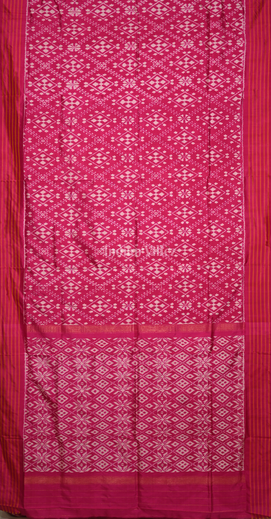 Rani Pink Pochampally Ikat Silk Saree