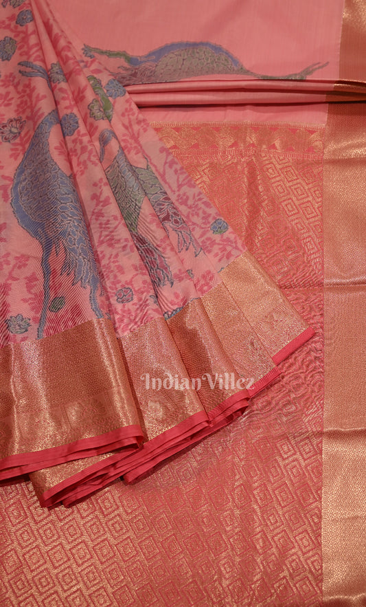 Pink Digital Print Kanjivaram Silk Saree