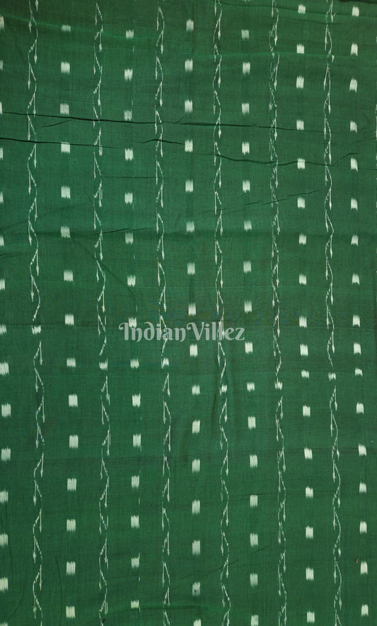 Forest Green Tipa Design Odisha Ikat Sambalpuri Cotton Fabric