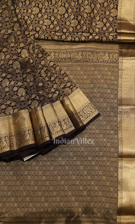 Black Brocade Pure Kanjivaram Silk Saree