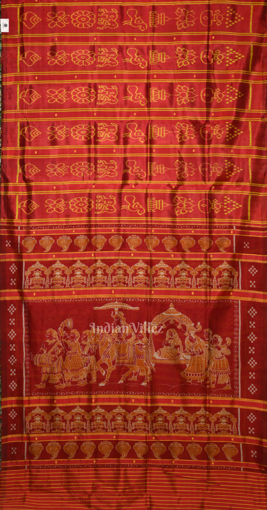 Maroon Red Nabarangi Nabakothi Odisha Ikat Contemporary Designer Silk Saree