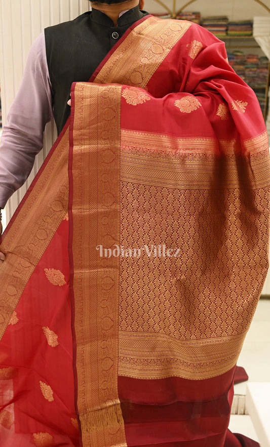 Beautiful Red Brocade Pure Kanjivaram Silk Saree