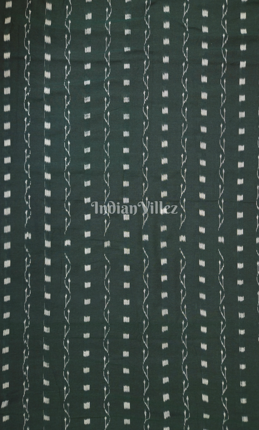 Bottle Green Tipa Design Odisha Ikat sambalpuri Cotton Fabric
