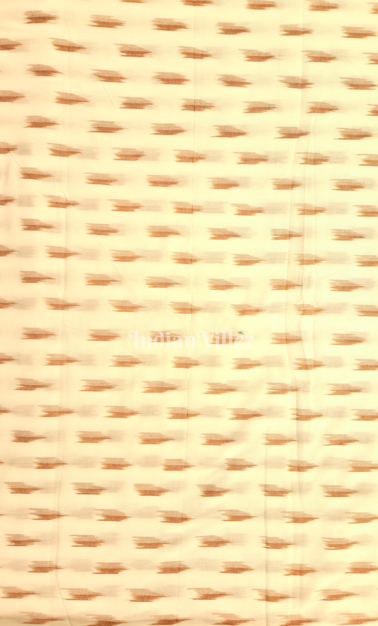 Beige Rust Pochampally Ikat Cotton Fabric