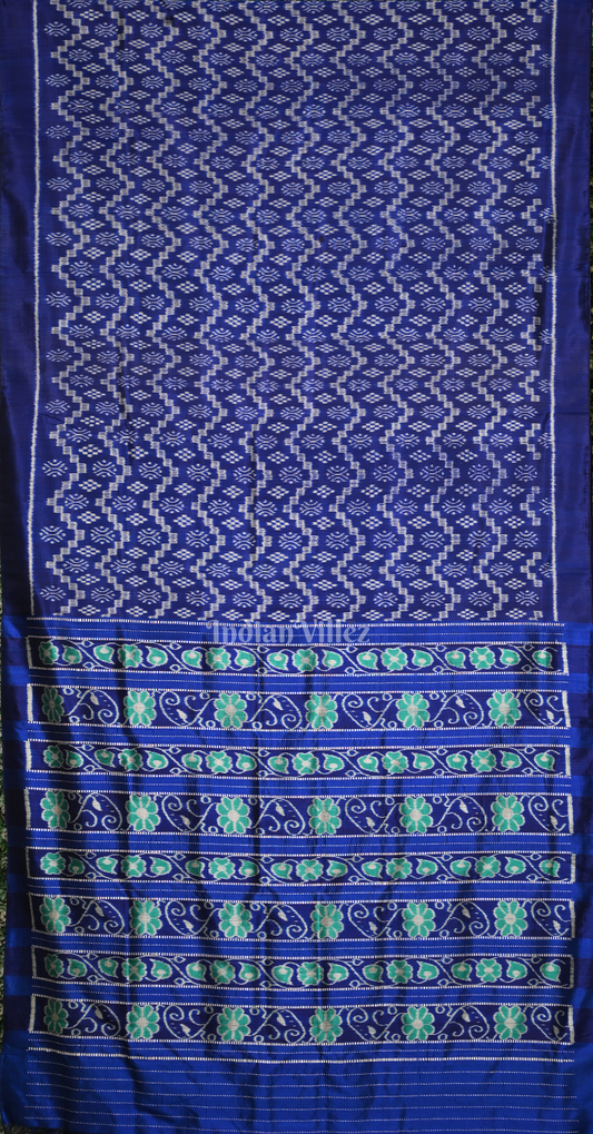 Blue Tribal Design Odisha Ikat Contemporary Designer Silk Saree