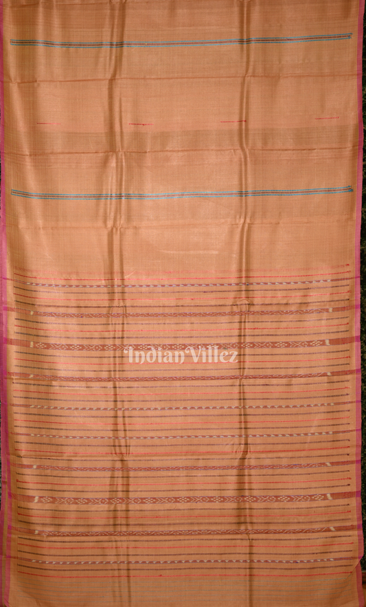 Light Orange Fine Gopalpur Tussar Silk Saree with Jalla Anchal