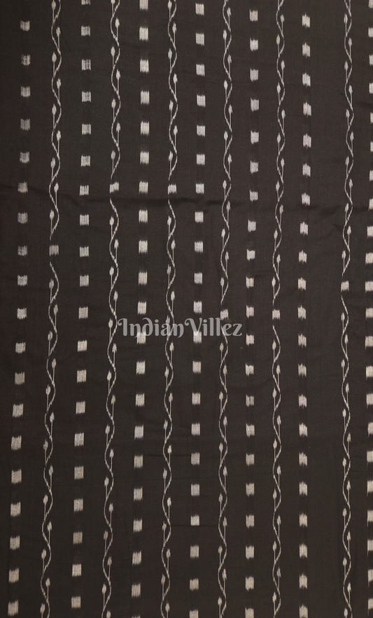 Black Tipa Design Odisha Ikat Sambalpuri Cotton Fabric