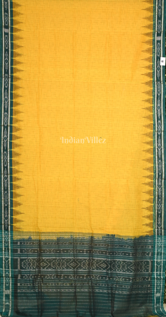 Yellow Green Jharana Maniabandha Cotton Saree