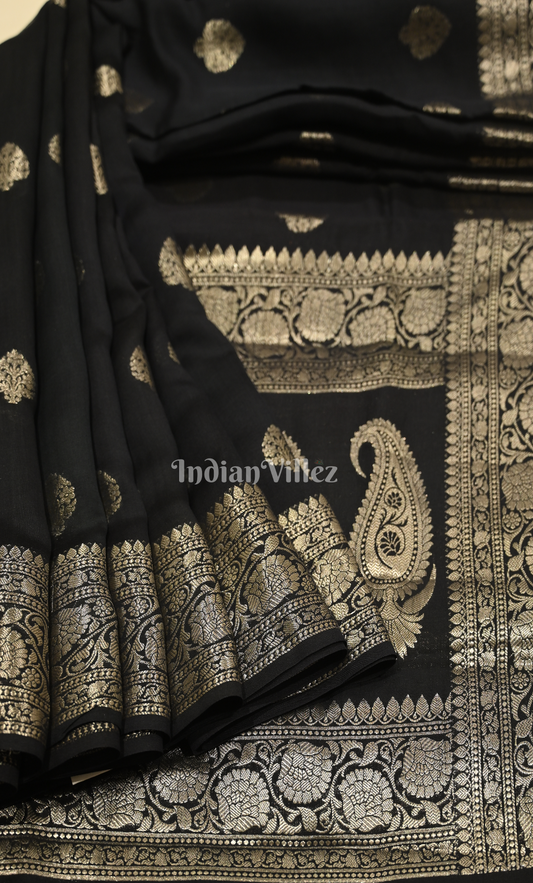Exclusive Black Pure Katan Banarasi Silk Saree