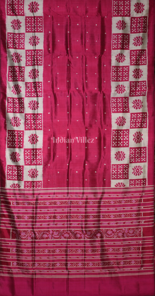 Magenta Pink Pasapali Scot Contemporary Designer Silk Saree with Elephant Anchal