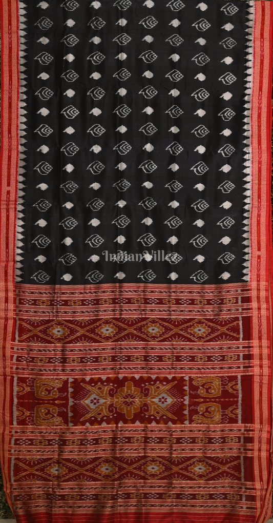 Red Maroon Sankha Motif Odisha Ikat Khandua Silk Saree