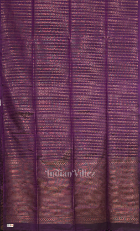 Dark Purple Pure Kanjivaram Soft Silk Saree