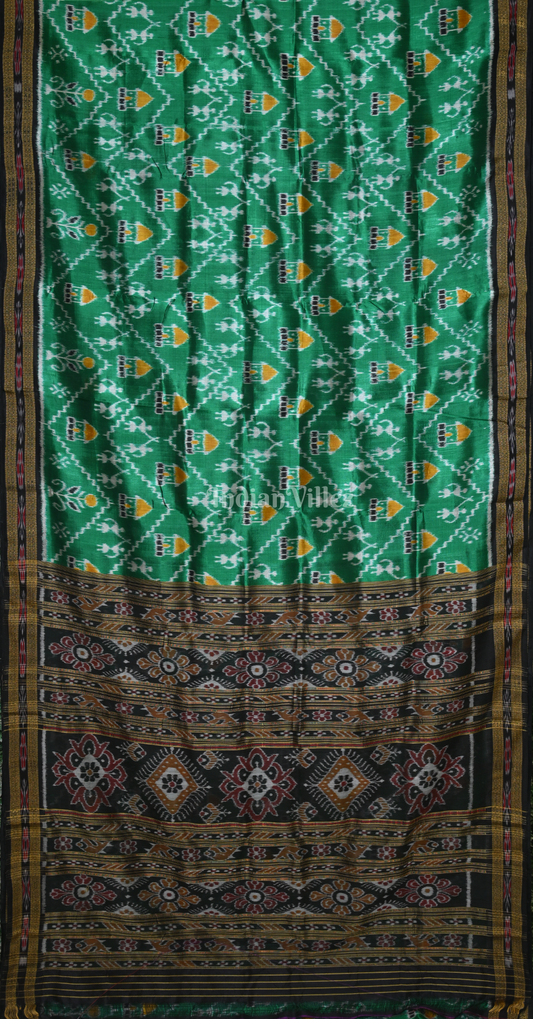 Green Black House Tribals Odisha Ikat Khandua Silk Saree